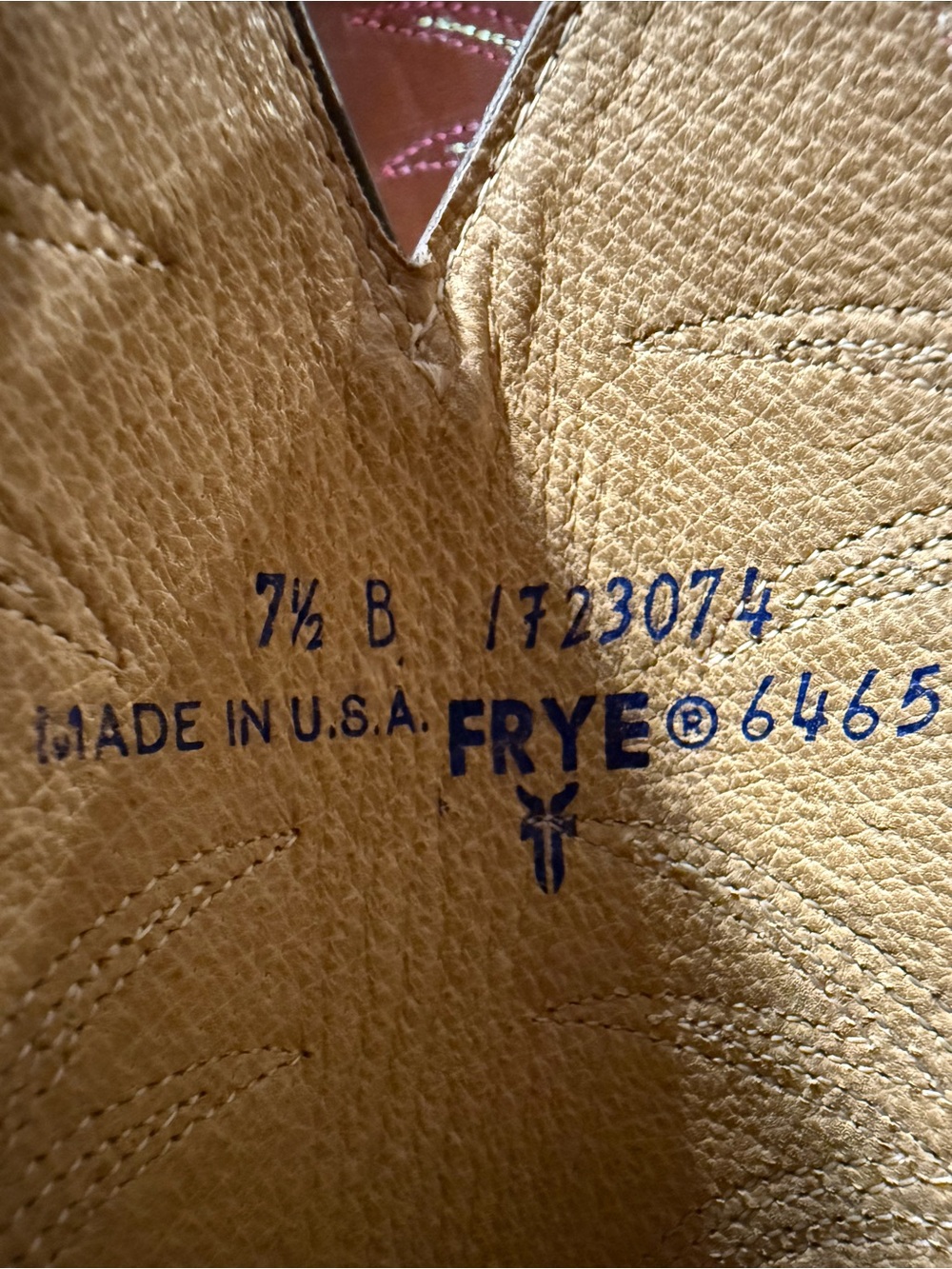 FRYE 7.5 Women's Western Cognac Leather Heeled Boots Vintage 1980s Made in USA - Picture 9 of 16